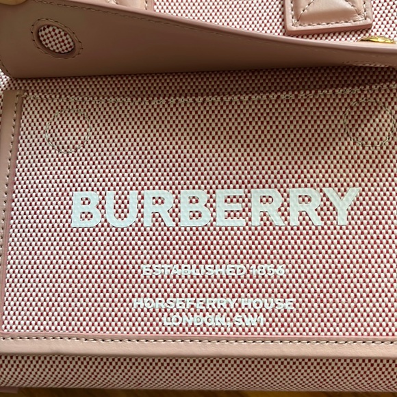 Burberry Mini Freya Horseferry Logo Canvas and Leather tote, NEW - Picture 16 of 17
